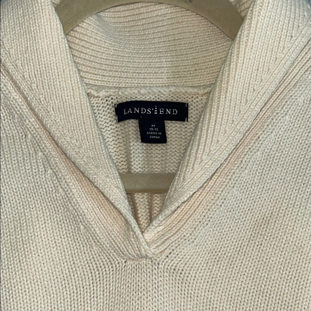Lands' End Women’s V-Neck Cream Sweater - Picture 5 of 5